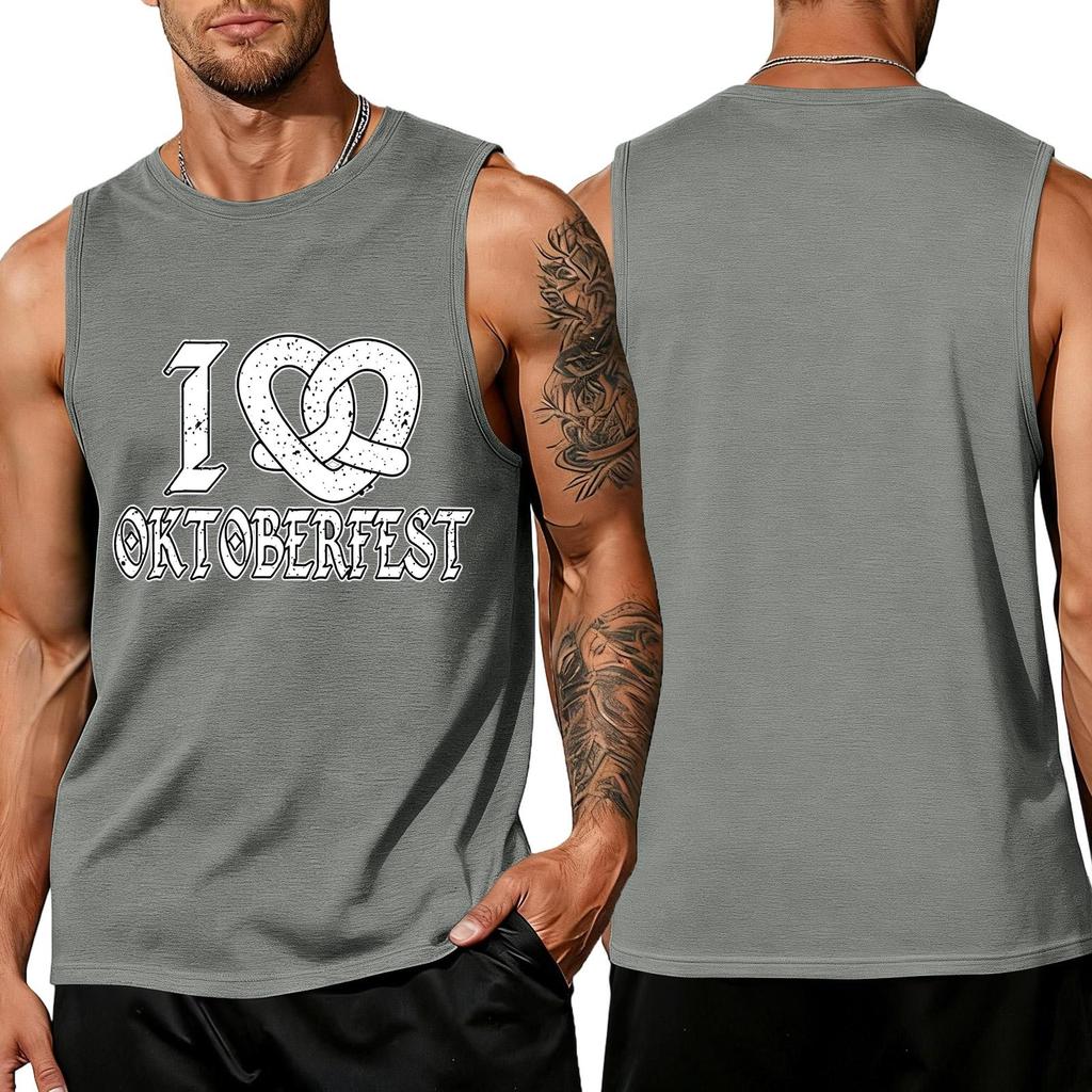 Men's Oktoberfest Graphic Tank Top, Relaxed Fit Sleeveless T-Shirt for Summer Festivals and Casual Wear