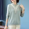 Qianlian Women's Chinese Style Stand-Collar Rhinestone Knit Top