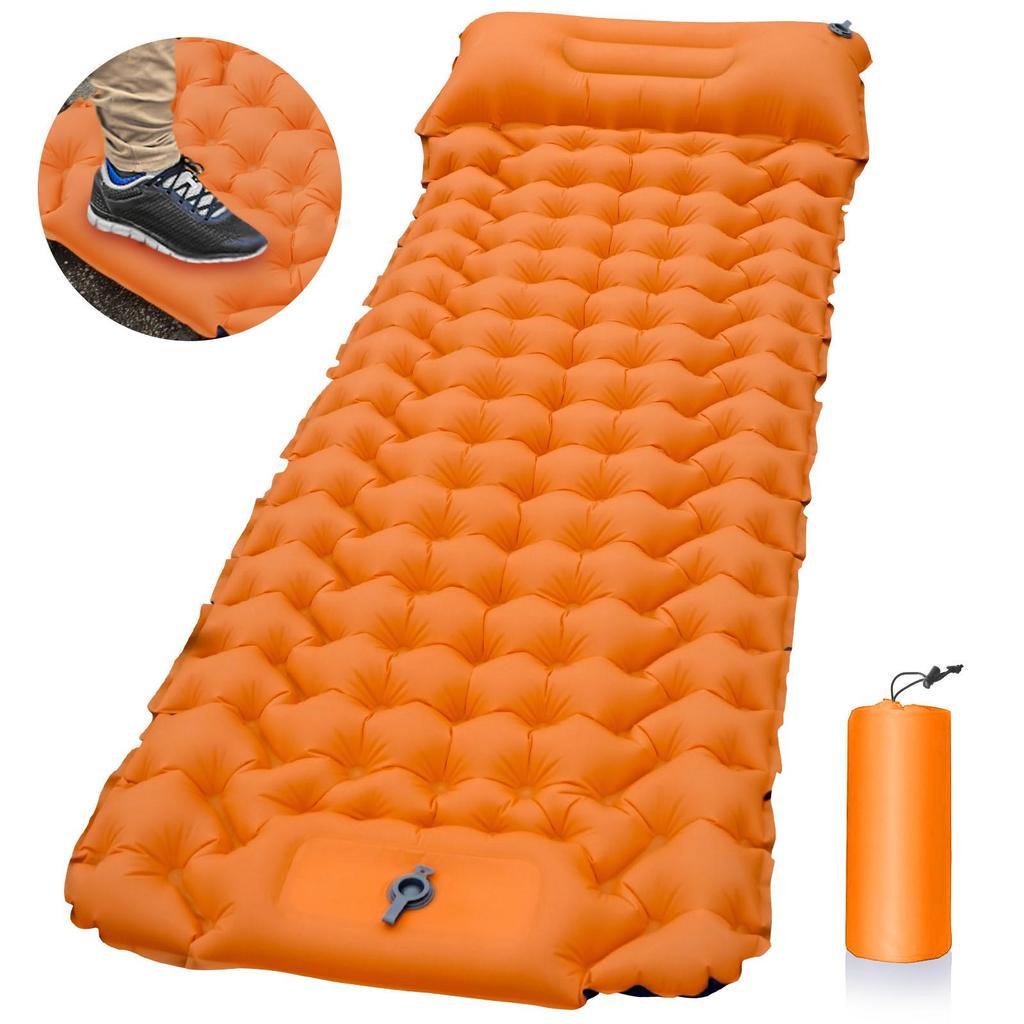 Lightweight Foot-Pump Inflatable Sleeping Pad: Portable, Moisture-Proof, Outdoor, Car-Mounted Bed