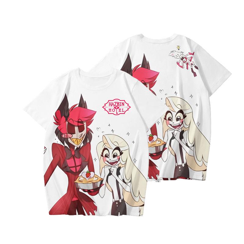 5 barev Hazbin Hotel Tričko Hip Hop Muži Ženy Anime Tisk Top Trička Harajuku Trička Módní Letní tričko
