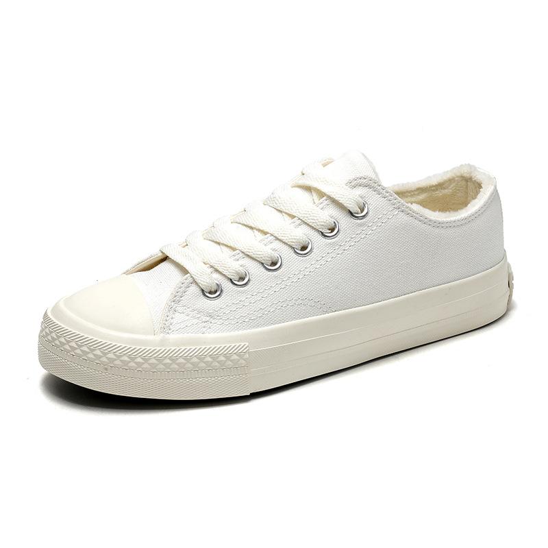 Men's Shoes Velvet Canvas Shoes Men's Autumn and Winter New Versatile Warm Two Cotton Shoes Men's Casual Board Shoes