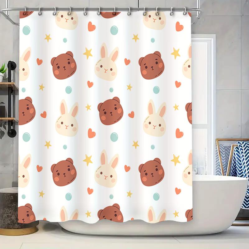 

Cute Animal Pattern Shower Curtain Waterproof Bath Decoration For Kids Room Multicolor 180X240Cm W60H190(CM)-1 Pcs