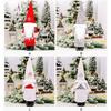 Festive Christmas Wine Bottle Covers Featuring Charming No-face Old Man Design In Red And Gray
