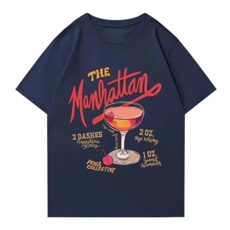 

New Men s and Women s Cocktail Pattern Top Fashion Summer New Loose Casual Street Hip Hop Short Sleeve T-Shirt 4XL