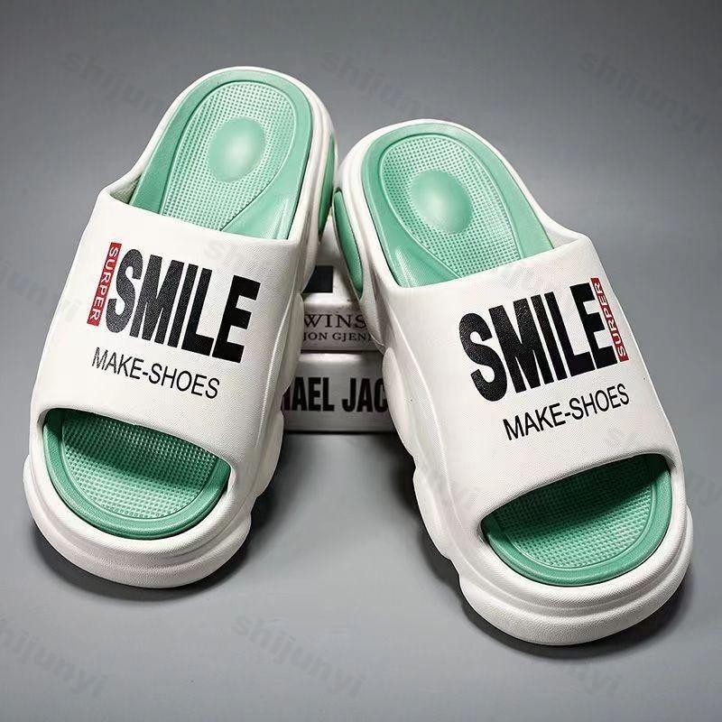 Fashion Men Slippers Fashion Bathroom Slippers Comfort Home Shoes Open Toed Thick Soft Sole Breathable Flat Platform Indoor Slippers