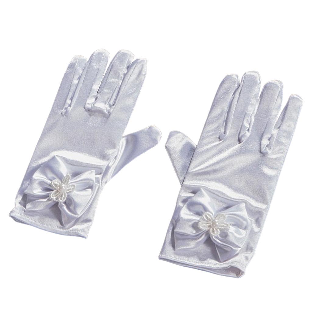Bowknot Gloves for Ceremony School Boys and Girls Bowknot Elastic Gloves for Dress Etiquette Gloves Stage Performances