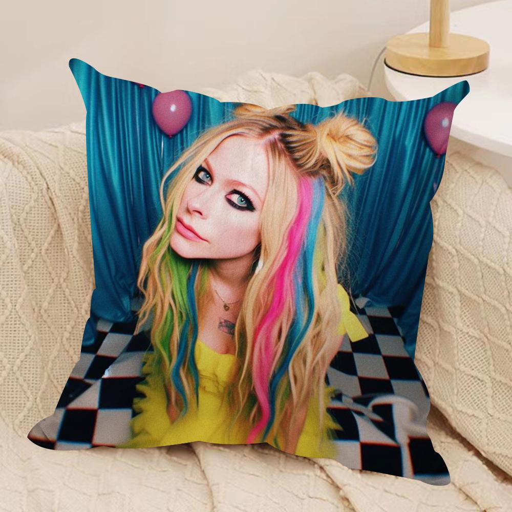 AAvril Ramona Lavigne Cushion Cover Silky Short Plush DoubleSided Printed Pillow Case for Sofa All Seasons Home Decor Gift