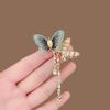 Sparkling Rhinestones Butterfly Tassels Brooch Animal Theme Lapel Badge Handmade Party Wear Decoration For Adults