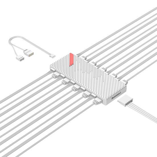 ARGB Fan Hub Ports PWM Temperature with 10 Control Speed Regulation Energy Saving