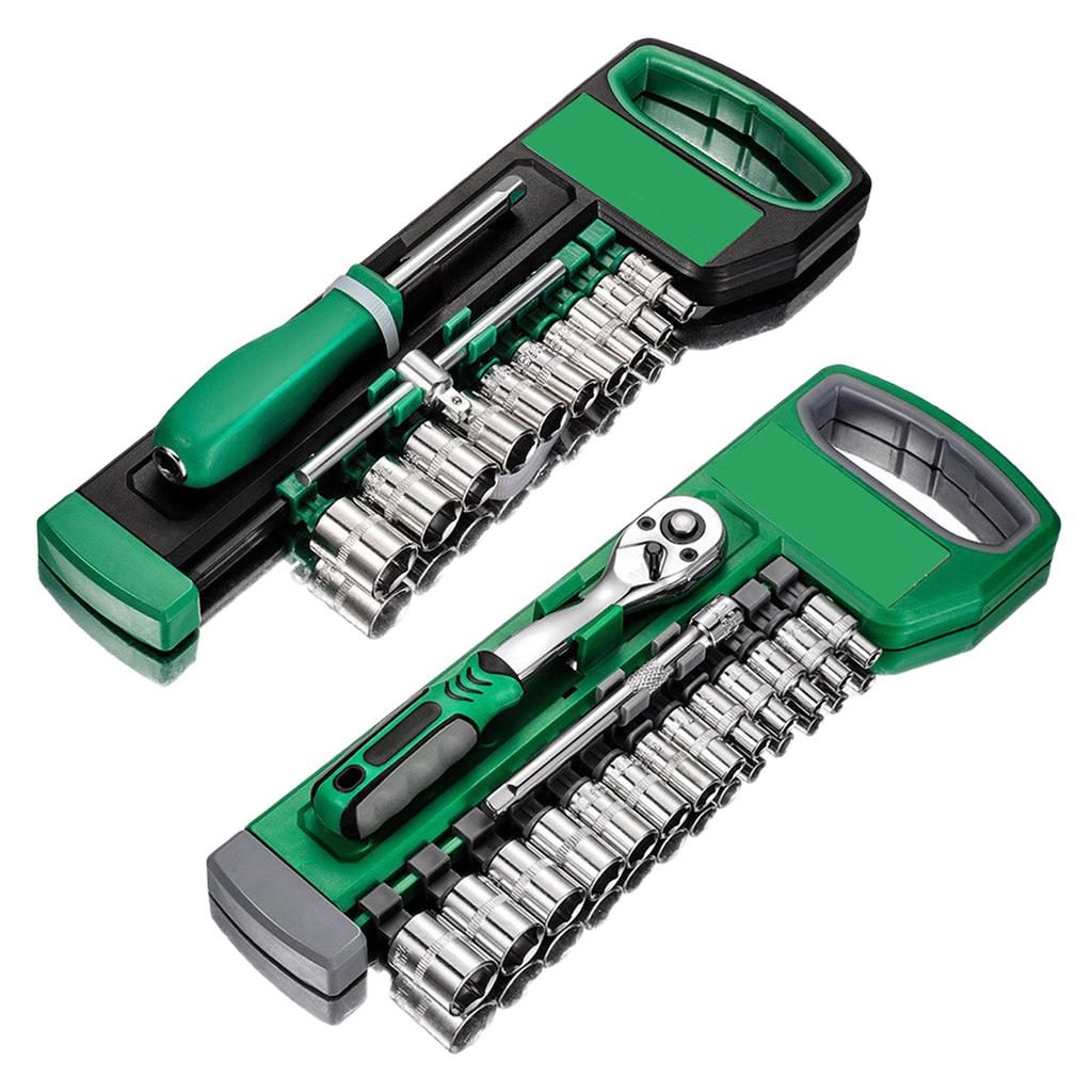 1/4 Inch Adjustable Wrench and Socket Set Compact Portable Tool Kit for Home Car Repair and Mechanical Maintenance