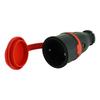 Portable Rubber Straight Socket 16A 230V Black Hermetic Schuko