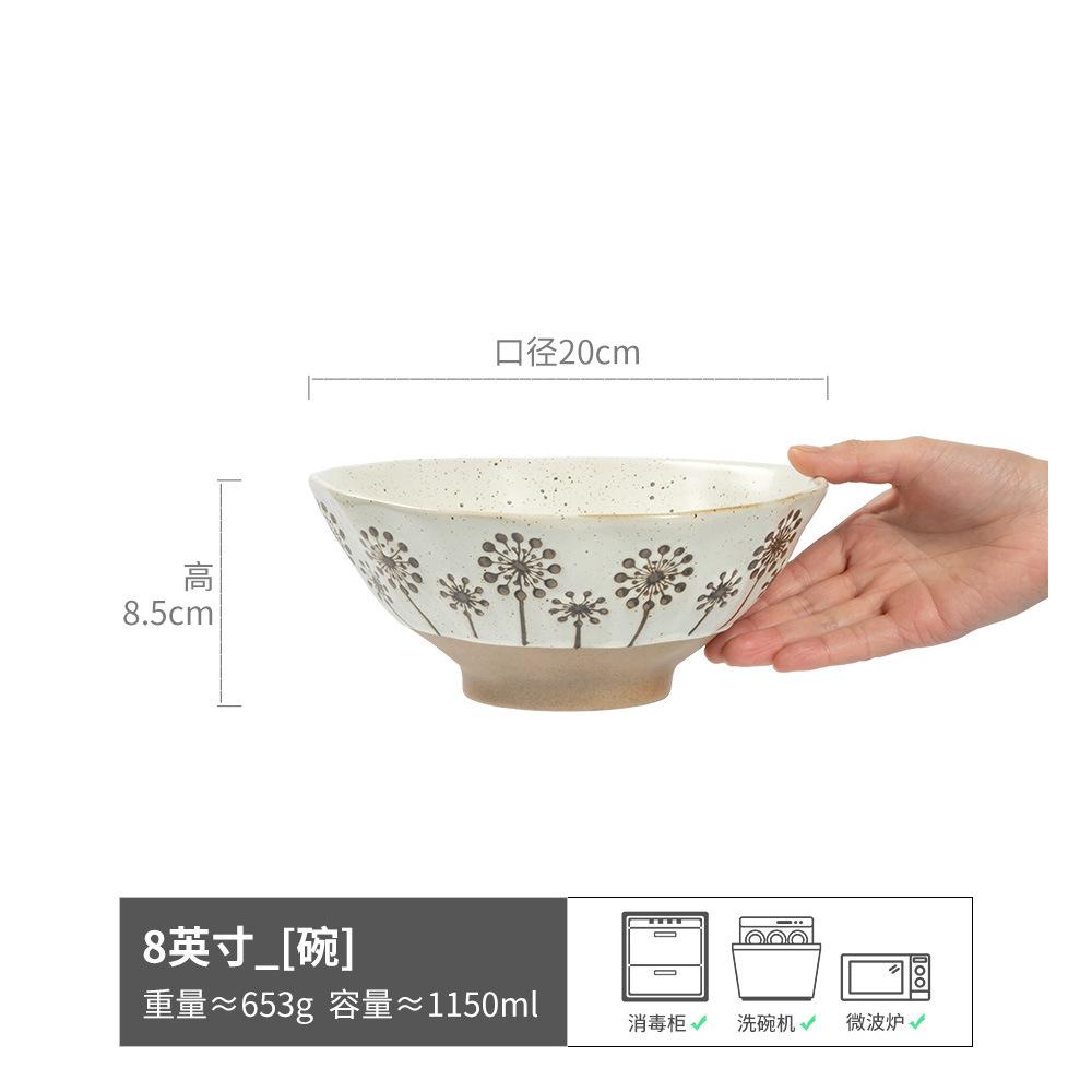 

Coarse Pottery Sunflower Ceramic Hat Bowl Tableware Bowl Restaurant Ramen Bowl Japanese Dish Bowl Household Bowl Salad Bowl
