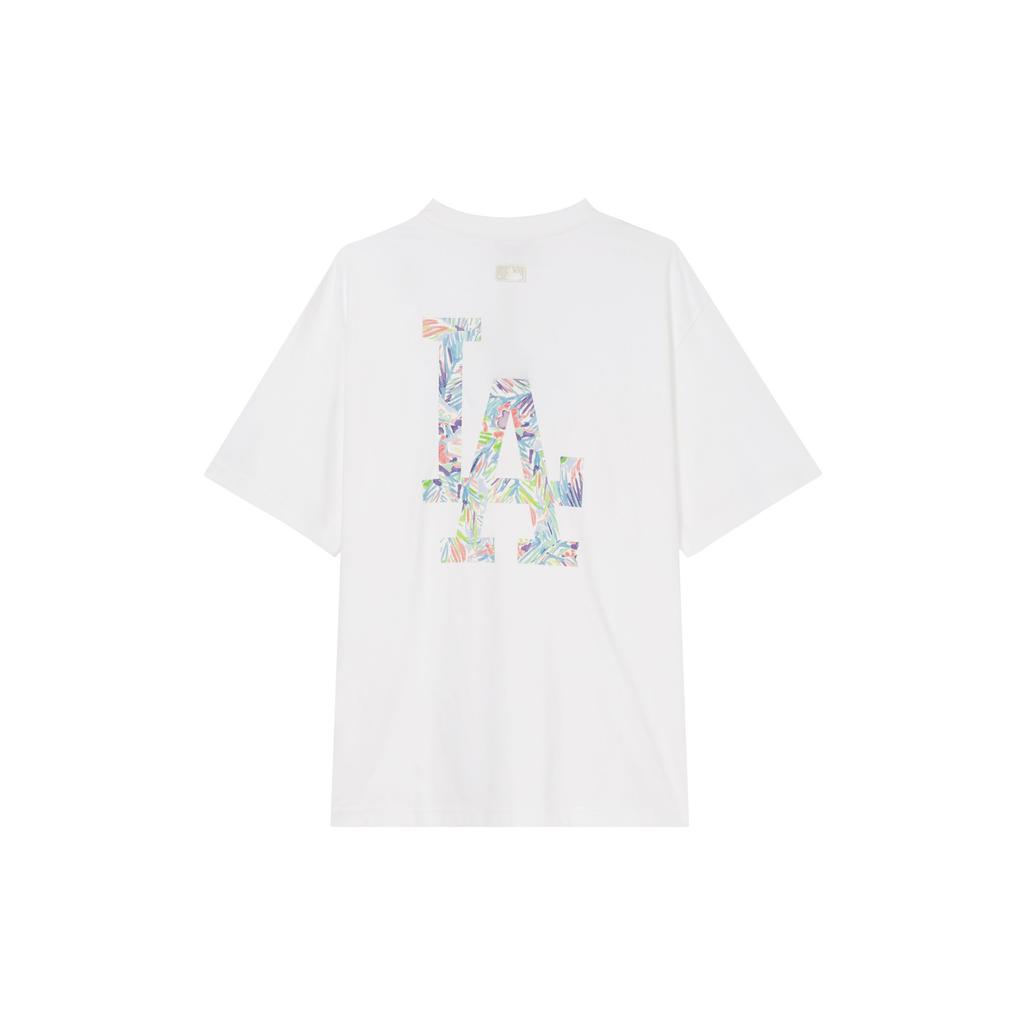 MLB Los Angeles Dodgers Printed Graffiti Logo Loose Fit Short Sleeve T-Shirt Unisex T-Shirts Ivory 3ATSX0543-07IVS