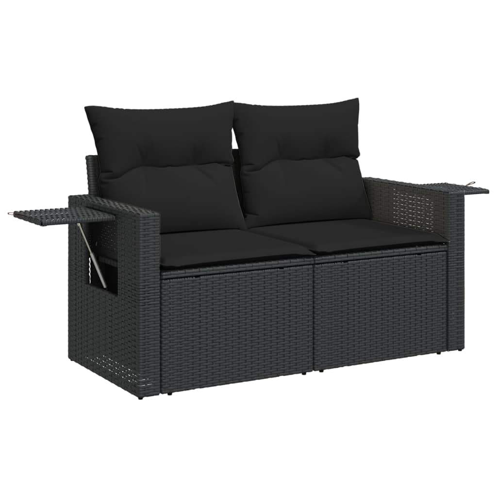 Vidaxl 6-Cz. Garden Furniture Set With Cushions, Black Poly Rattan