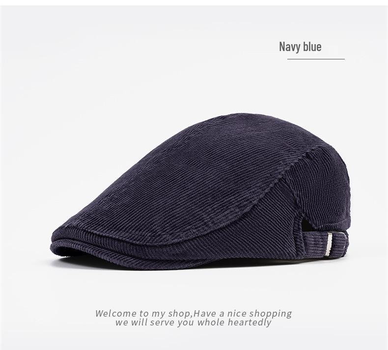 Men's Corduroy Cotton Newsboy Cap - Soft Brim Autumn Beret, Large Size, British Style Pageboy Hat