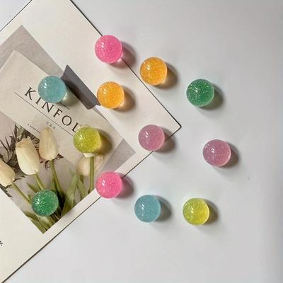 10Pcs Mixed Color Transparent Starry Sky Glitter Half Round Bead Refrigerator Po Message Magnetic Home Decoration