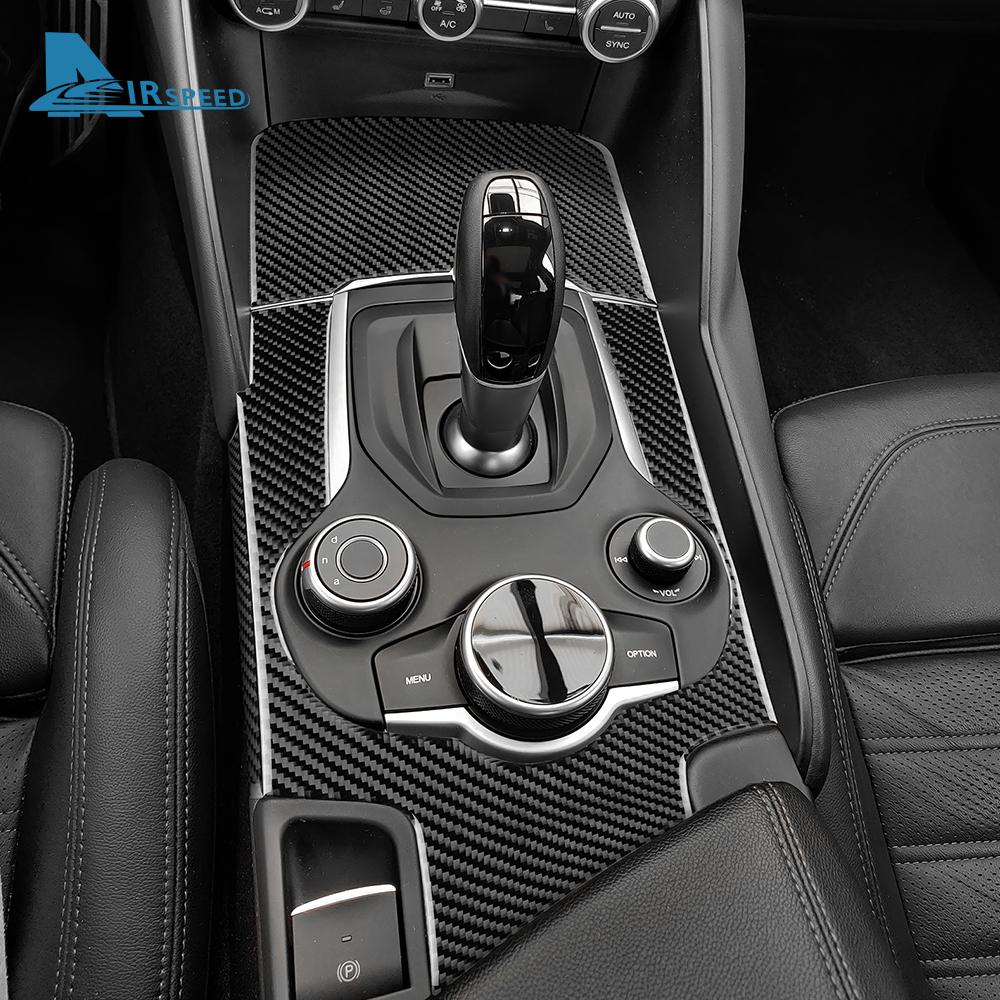 Real Soft Carbon Fiber Sticker For Alfa Romeo Giulia 952 2015-2019 Stelvio 949 2017-2019 LHD RHD Car Gear Shift Outer Panel