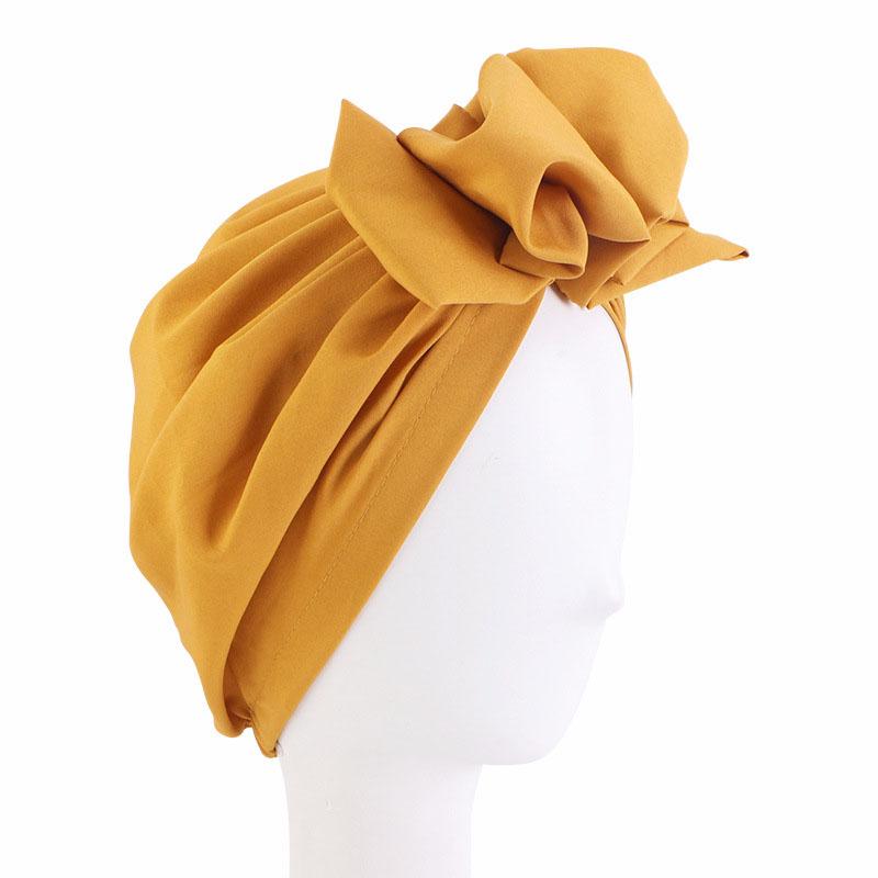 Women Bowknot Turban Elastic Beanies Pleated Chemo Cap Hijab Muslim Headwear Stretch Hair Loss Head Cover Scarf Wrap Bonnet Hat