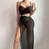 Europe and the United States 1011 Summer New Red Neck Open Button Top with Split Skirt Sexy Underwear Women