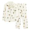 Autumn And Winter Pajamas Female Cute Cartoon Bear Cardigan Long-Sleeved Trousers Fashionable Versatile Loungewear Suit Can Be Worn Outside