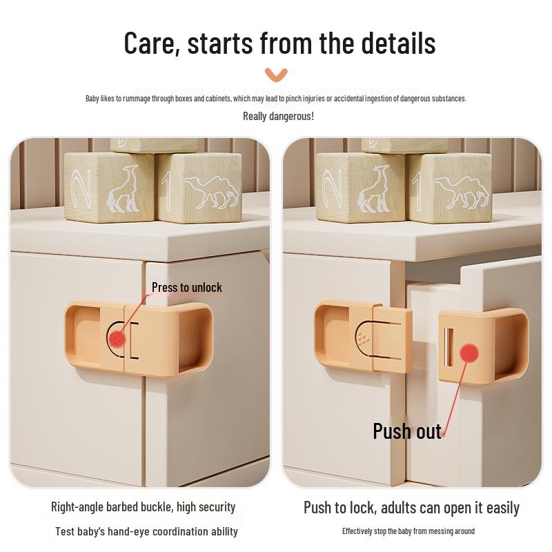 Child Safety Anti-Pull Drawer Lock, 90° Anti-Slip Cabinet Door Lock.