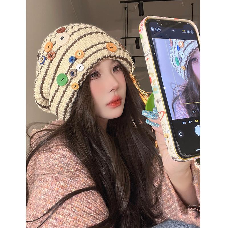 Cozy Knit Beanie For Women And Men With Stylish Button Design Warm Winter Hat