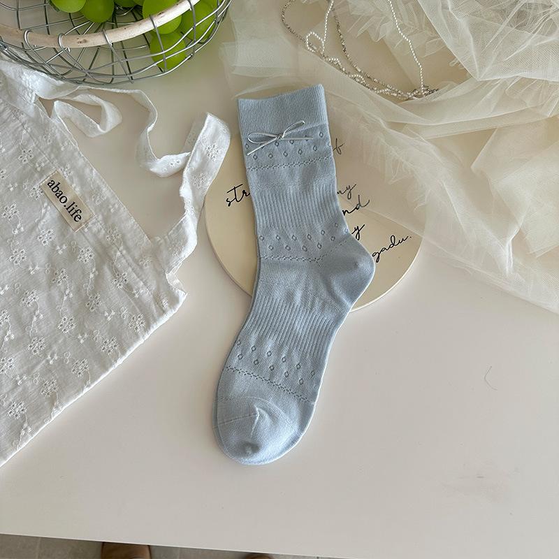 Damen Sommer Dünne Schleife Ballett Mesh Atmungsaktiv Einfarbig Allzweck Knochenlose Röhren Stulpen Socken