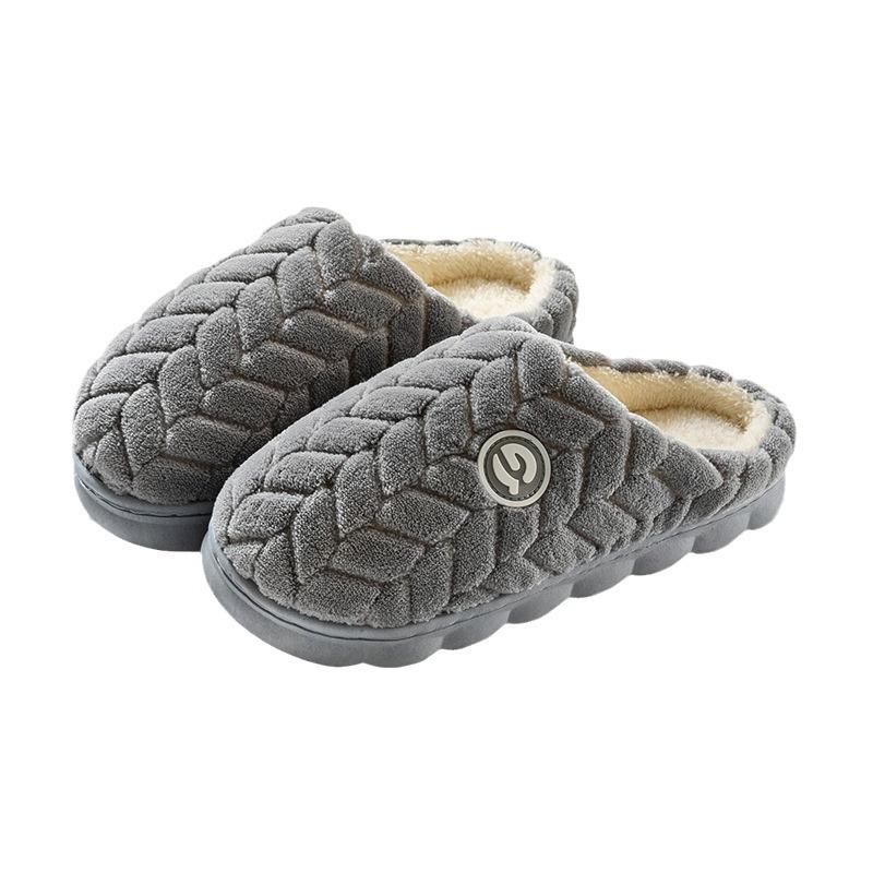 Cotton slippers women's autumn and winter baotou warm plush thickened soft bottom non-slip couple home slippers men