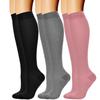 3 Pairs High Elastic Knee Length Compressed Socks for Sports Enthusiasts and Long Distances Traveling Fatigue Relief