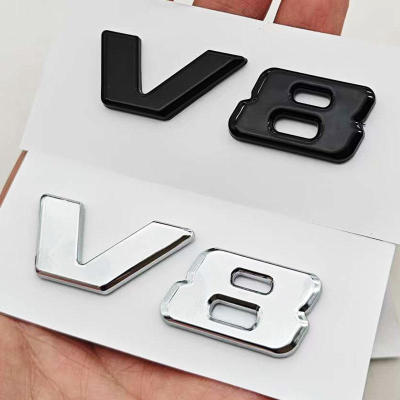 Für Mercedes Benz AMG GL ML SL 500 220 C63 S500 V8 Zubehör ABS Chrom Schwarz V8 Logo Buchstaben Auto Kotflügel Emblem Abzeichen Aufkleber