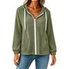 Women's Color Long Sleeve Hooded Zip-Up Jacket with Pockets for Casual Wear