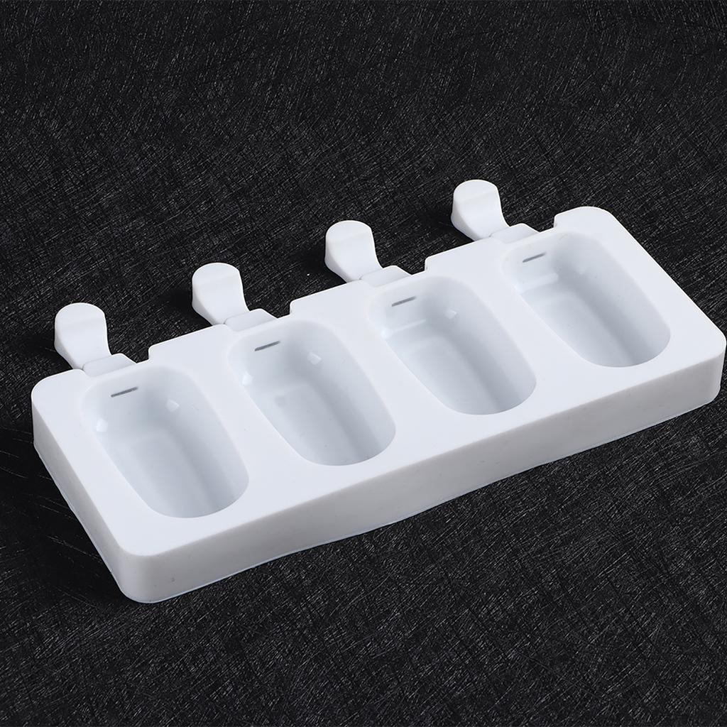 4?Grid Food Grade Silicone Ice Cream Mold Ice Bar Mold Making Tool with Stick for Household DIY
