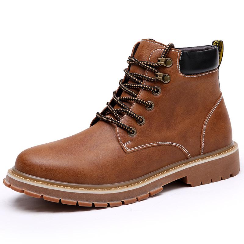 

Мужские зимние ботинки Martin — корейский стиль, модные, теплые ботинки из коровьей кожи с бархатной подкладкой, британский ретро-дизайн 42