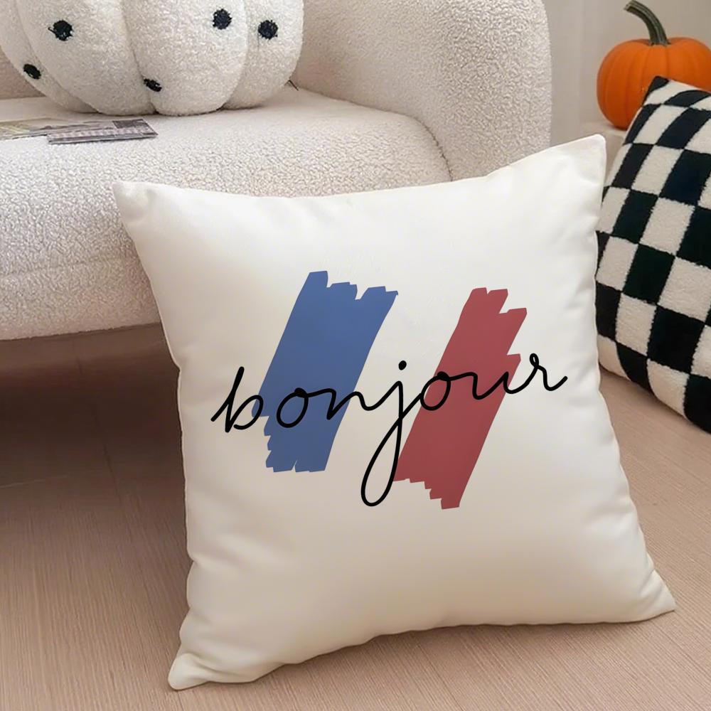 City Romantic Paris France Cushion Cover Throw Pillow Cover Hidden Button Durable Polyester Chair Cushion