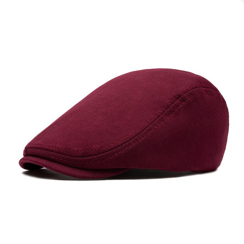 Boina masculina de outono e inverno de lã de aba leve, quente, chapéu para frente, boina britânica de topo mole, chapéu newsboy
