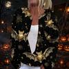Women's Halloween Print Long Sleeve Knit Cardigan Button Front