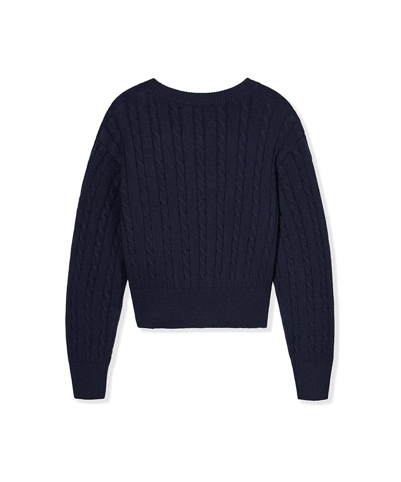 Nodeuyuumeon Witty Cable Round Knit [Navy]