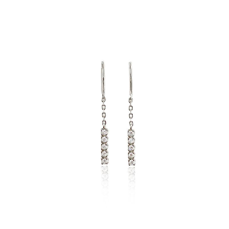 Simple Zircon Tassel Earrings for Women with Niche Design High-end Geometric New Earrings