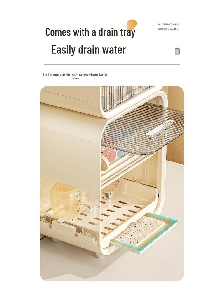 Multi-Functional Baby Bottle and Tableware Storage Rack with Dustproof Design