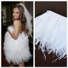 Feather1Meter Colored Natural Ostrich Feathers Fringe Trim 8-10CM 10-15CM Ribbon Hair Feather for Clothes Wedding Decor Sewing Trimming