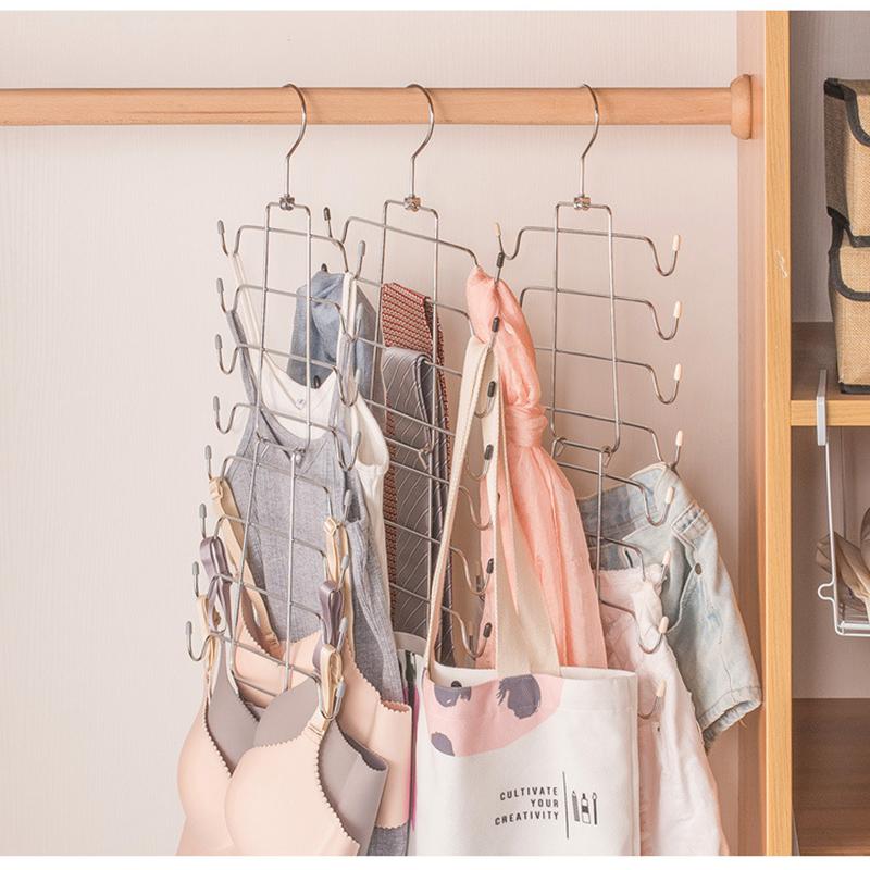 1pc-Clothes Hanger Multi-Layer Underwear Folding Hanger Sling Bra Storage Trouser Racks Do Not Leave Traces Of Multi-Funct