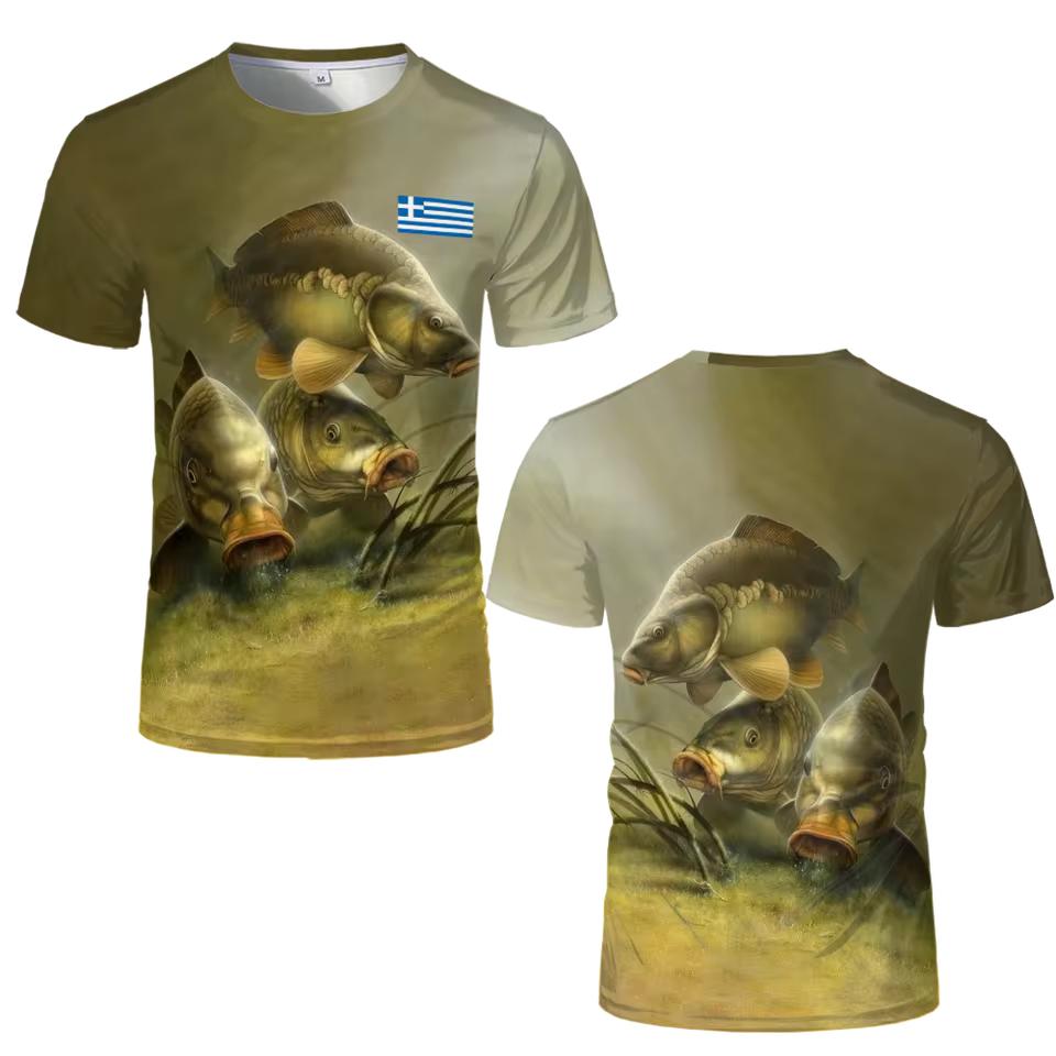 

Летний топ с круглым вырезом и 3D-принтом карпа, модная повседневная мужская футболка с коротким рукавом 6XL