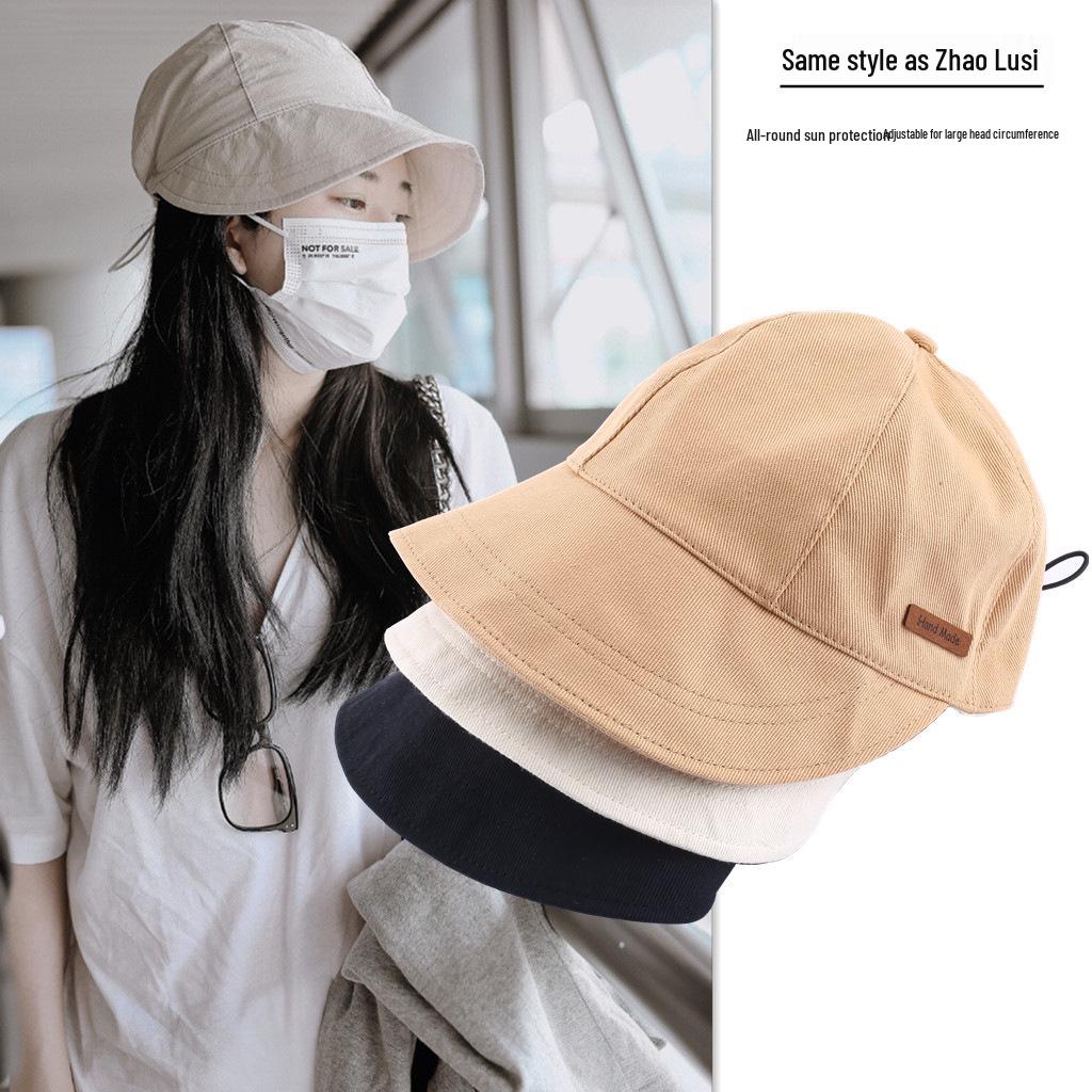 Zhao Lu's Lushe Wide Brim Sun Hat - Sun Protection, Outdoor Travel, Casual Drawstring Bucket Hat, Baseball Cap.