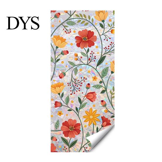 Blumenmuster Fensterfolie Sonnenfänger Statische Folie, Schmetterling Selbstklebender Glasaufkleber, Heimdeko Abdeckung Abnehmbar Sichtschutz für Büro