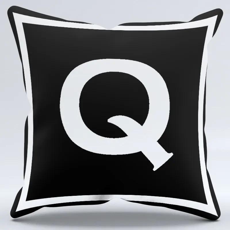 Simple Black and White Letter Print Pattern Home Bedroom Living Room Sofa Car Office Decoration Pillowcase