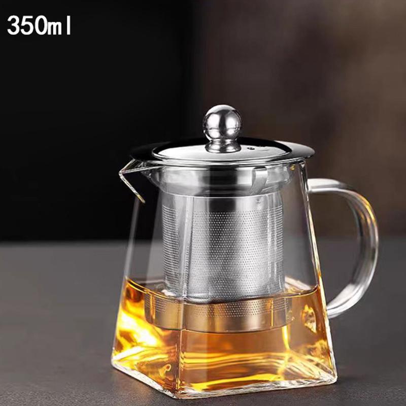 Glass Teapot High Temperature Resistant Thickened Stainless Steel Filter Anti-Scalding Teapot Household Teapot Kung Fu Tea Set