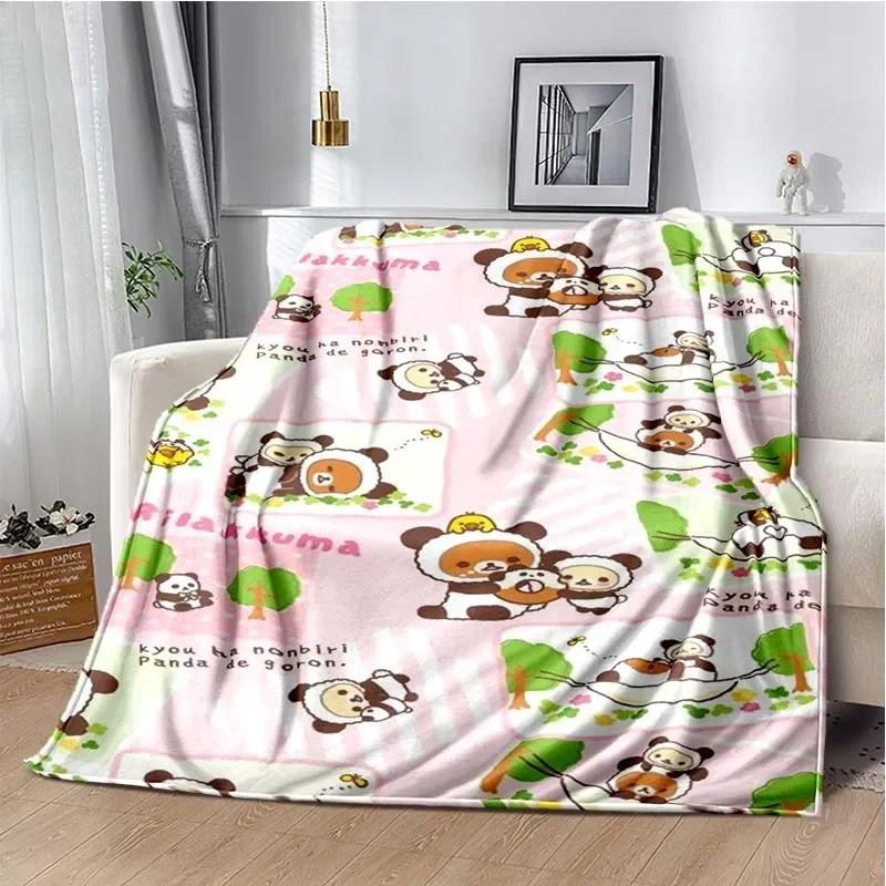 Cartoon Rilakkuma Anime Girls Throws Blanket for Baby Hiking Picnic Bed Super Soft Cute kawaii Flannel Blanket birthday gift