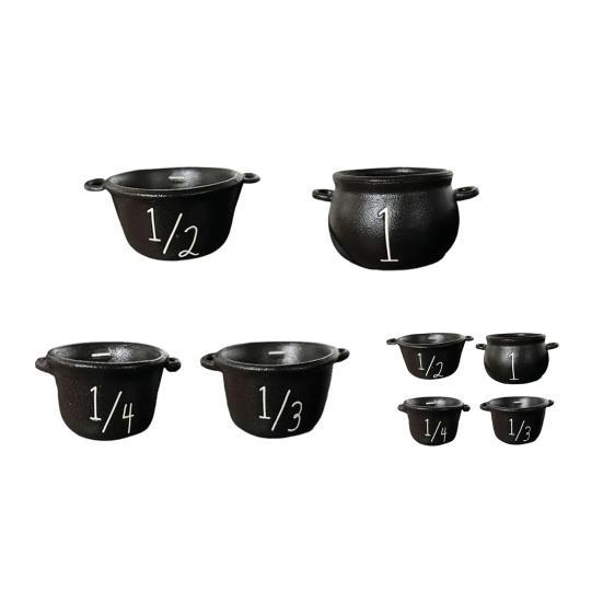 Mini Witch Cauldron Set Halloween Candy Bowl Candy Holder Plastic Measuring Cup Retro Pharmacist Atmosphere Trick or Treat Supplies