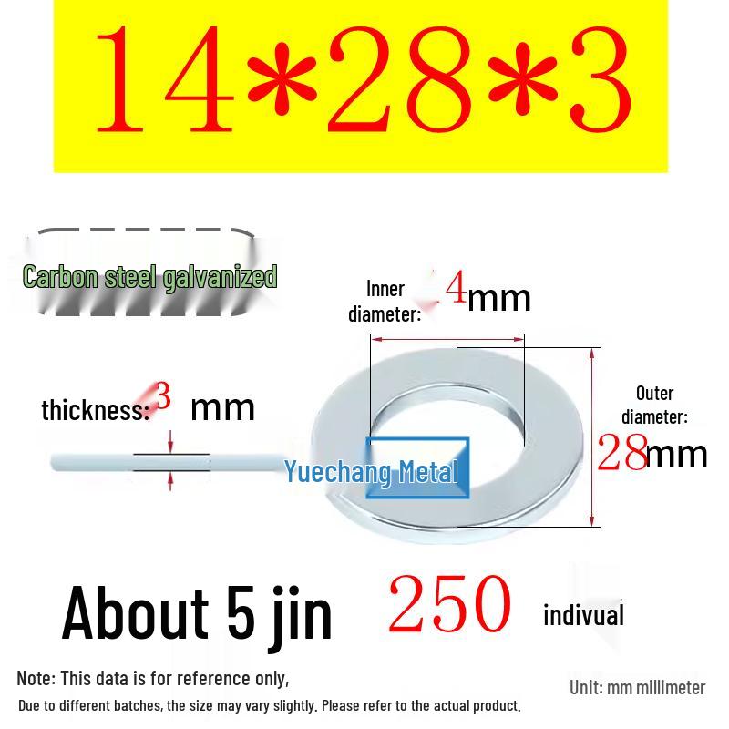 Galvanized Iron Flat and Square Washer Set - Thick, Enlarged, Extra Large, and Special Shapes