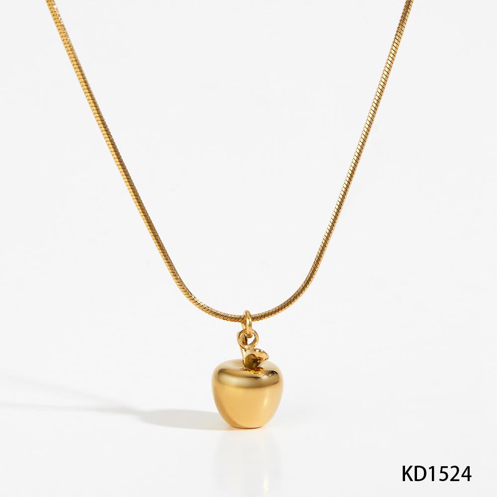 Cute Fashion Plated Titanium Steel 3D Drip Oil Apple Necklace Earrings Fruit Series Accessories Red Apple Pendant Necklace Jewel